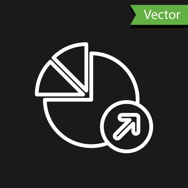 White Line Financial Growth Icon Isolated Black Background Increasing Revenue — Stock Vector