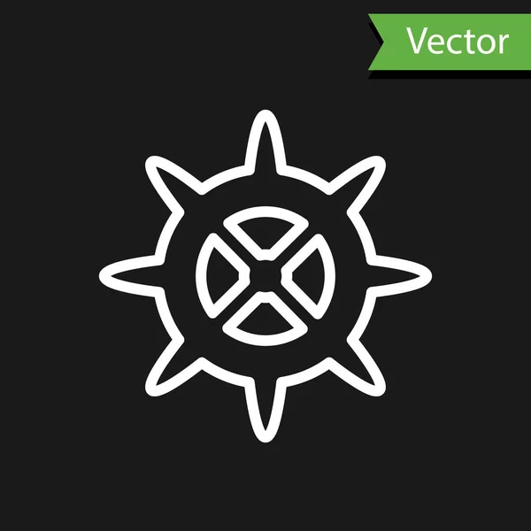 Черном Фоне Выделена Иконка Белой Линии Велосипедной Звездочки Вектор — стоковый вектор
