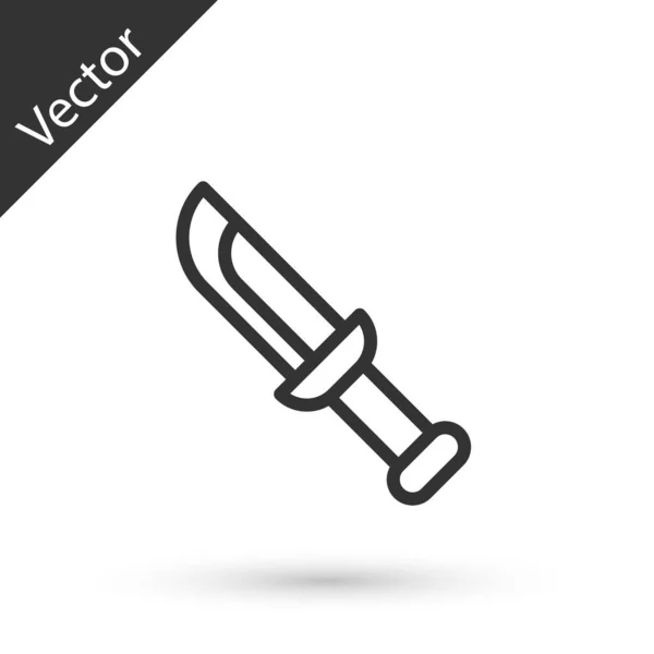 Šedá Čára Vojenský Nůž Ikona Izolované Bílém Pozadí Vektor — Stockový vektor