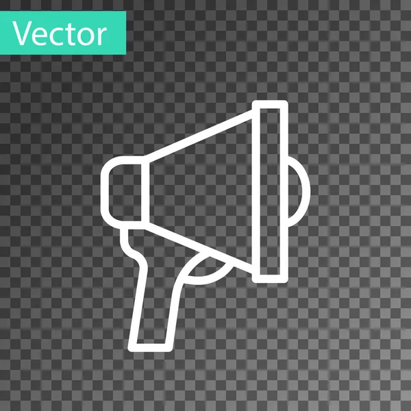 Weiße Linie Megafon Symbol Isoliert Auf Transparentem Hintergrund Lautsprecherzeichen Vektor — Stockvektor