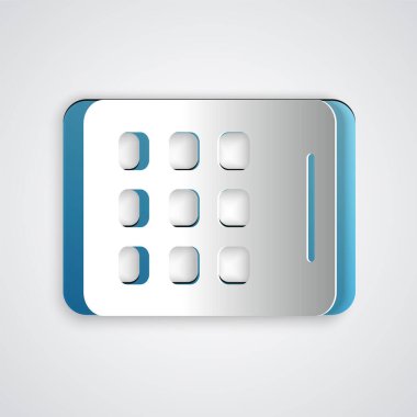 Kağıt kesiği Gri arkaplanda izole edilmiş grafik tableti simgesi. Kağıt sanatı tarzı. Vektör.