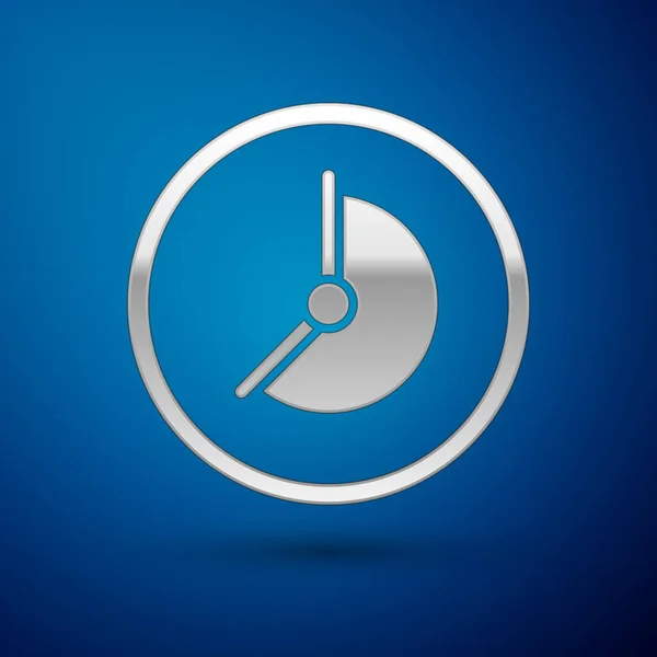Silver Clock Εικονίδιο Απομονώνονται Μπλε Φόντο Σύμβολο Χρόνου Διάνυσμα — Διανυσματικό Αρχείο