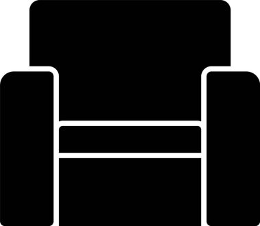 Siyah Sinema sandalye simgesi beyaz arkaplanda izole edildi. Vektör.