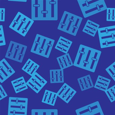 Mavi Ses Karıştırıcı simgesi mavi arkaplanda izole edilmiş kusursuz desen. DJ ekipman kaydırma düğmeleri. Konsol karıştırılıyor. Vektör.