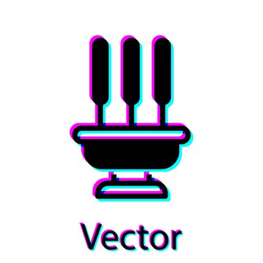 Beyaz arka planda siyah yanan tütsü çubukları ikonu. Vektör.