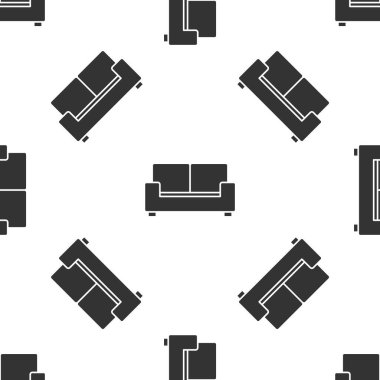 Gri Koltuk simgesi beyaz arkaplanda izole edilmiş kusursuz desen. Vektör.