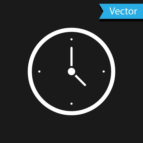 White Clock Symbol Isoliert Auf Schwarzem Hintergrund Zeitsymbol Vektor — Stockvektor