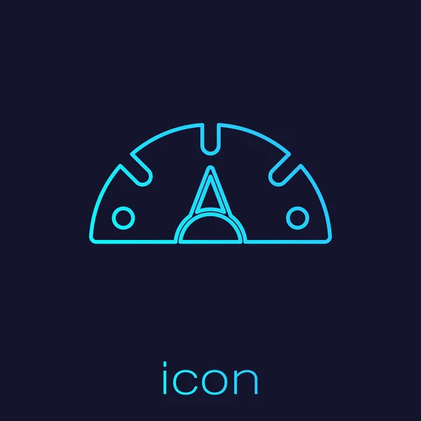 Turquoise Line Speedometer Icon Isolated Blue Background Vector — Stock Vector