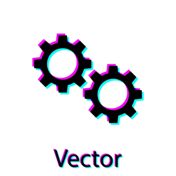 Ícone Engrenagem Preta Isolado Fundo Branco Cogwheel Sinal Configurações Engrenagem — Vetor de Stock