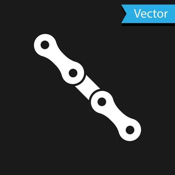 Weißes Symbol Der Autokette Isoliert Auf Schwarzem Hintergrund Vektor — Stockvektor