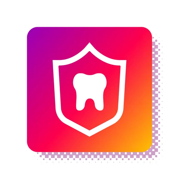 Bílá Ikona Dentální Ochrany Izolovaná Bílém Pozadí Zub Štítovém Logu — Stockový vektor
