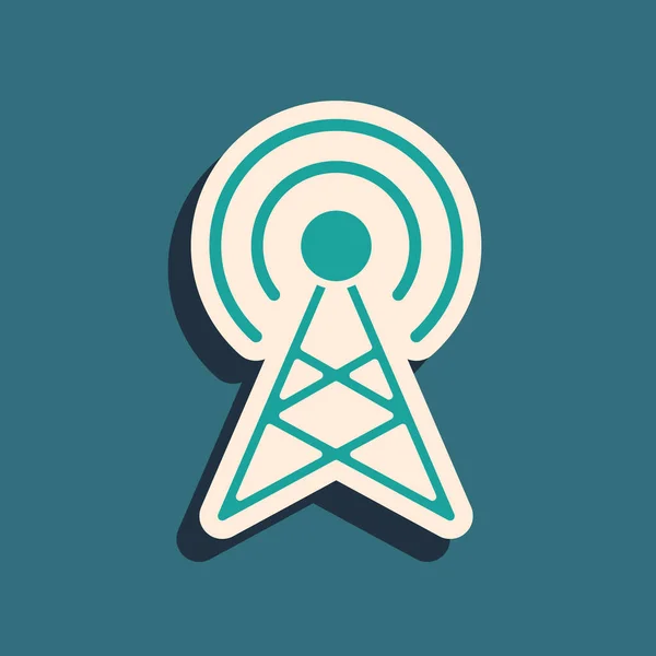 Icono Antena Verde Aislado Sobre Fondo Verde Antena Radio Inalámbrica — Vector de stock