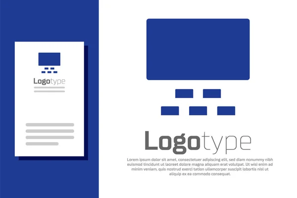 Blue Cinema Auditorium Met Scherm Stoelen Pictogram Geïsoleerd Witte Achtergrond — Stockvector