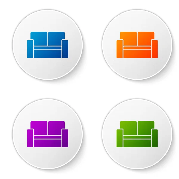 Barva Cinema Židle Ikona Izolované Bílém Pozadí Nastavit Ikony Kruhových — Stockový vektor
