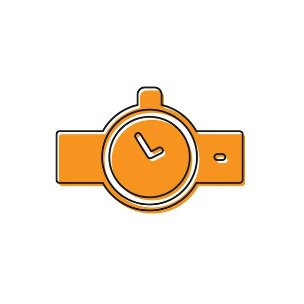 Oranžové Hodinky Ikona Izolované Bílém Pozadí Ikona Hodinek Vektor — Stockový vektor