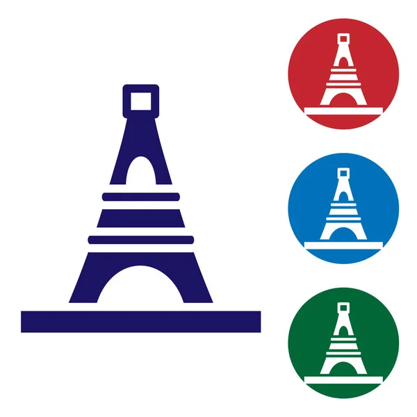 Ícone Torre Eiffel Azul Isolado Sobre Fundo Branco França Paris —  Vetores de Stock