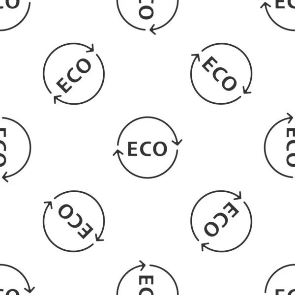 Grey Banner 친환경 아이콘을 로고는 배경에 솔기없는 패턴을 유기적 스티커 — 스톡 벡터