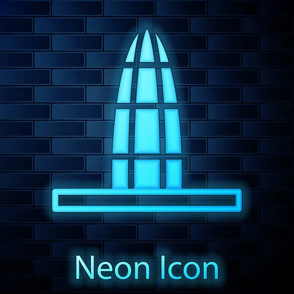 Zářící Neon Agbar Věž Ikona Izolované Cihlové Zdi Pozadí Barcelona — Stockový vektor