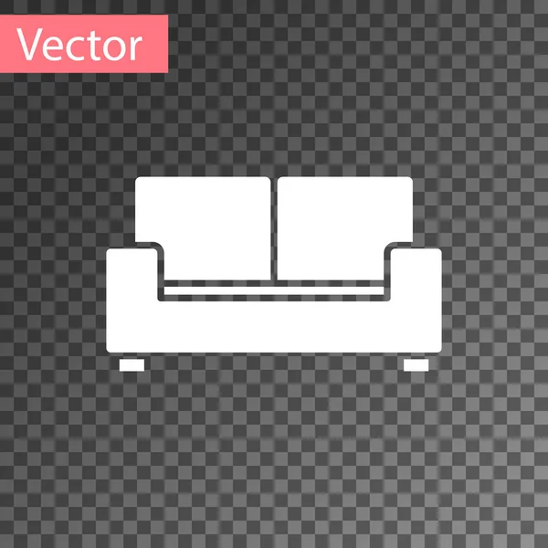 White Sofa Icon Isolated Transparent Background Vector — Stock Vector