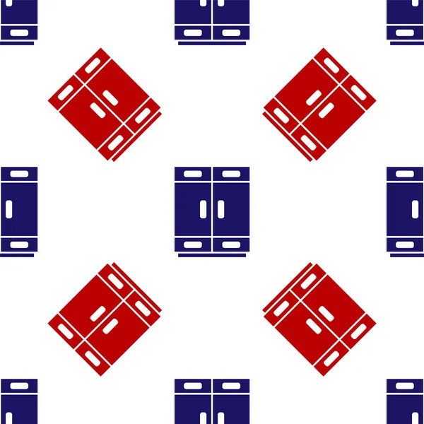 Blauw Rood Kleerkast Pictogram Geïsoleerd Naadloos Patroon Witte Achtergrond Vector — Stockvector