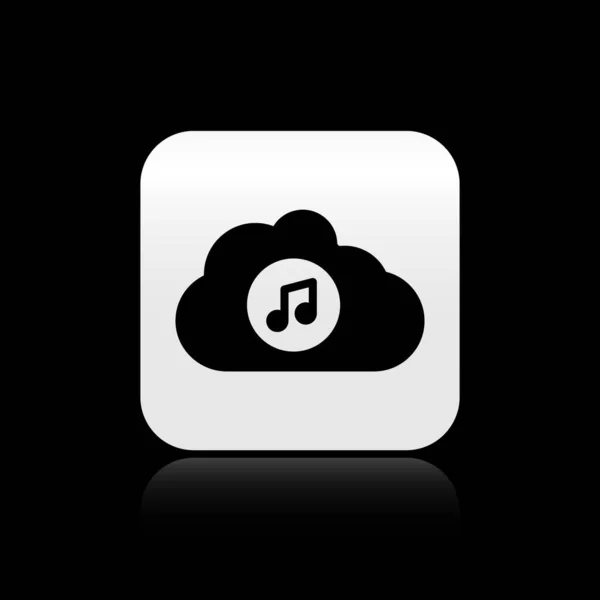 Icône Service Streaming Black Music Isolée Sur Fond Noir Cloud — Image vectorielle