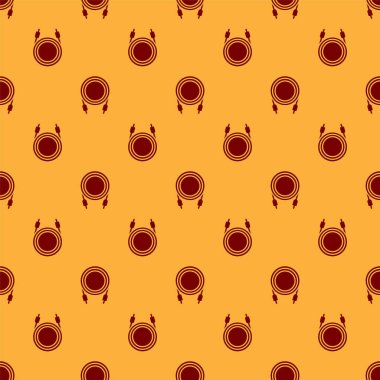 Kırmızı Ses kriko simgesi kahverengi arka planda izole edilmiş. Bağlantı ses ekipmanları için ses kablosu. Fiş kablosu. Müzik aleti. Vektör.