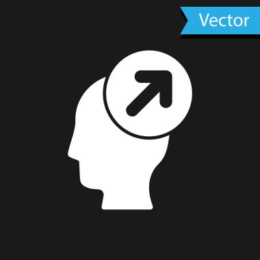 Beyaz Kafa avlanma konsepti simgesi siyah arka planda izole edildi. İş hedefi ya da İstihdam tabelası. İş için insan kaynakları ve adam toplama. Vektör.