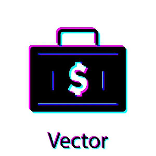 Černá Aktovka Peníze Ikona Izolované Bílém Pozadí Obchodní Značka Obchodní — Stockový vektor
