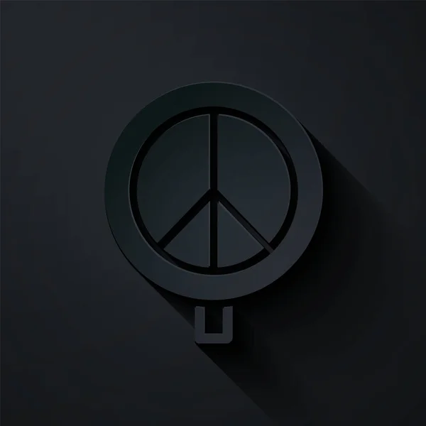 Icône Peace Découpée Papier Isolée Sur Fond Noir Symbole Hippie — Image vectorielle