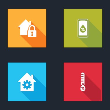 House 'u koruma altına alın. Akıllı ev, akıllı ayarlar ve simge için nem oranı. Vektör.