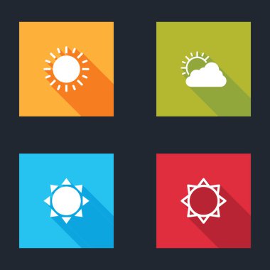 Güneş 'i, bulutları ve ikonu hazırla. Vektör.