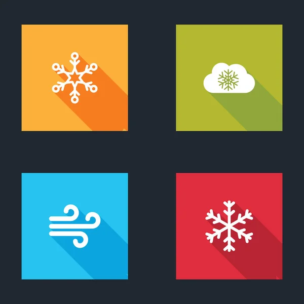 Set Copo Nieve Nube Con Nieve Viento Icono Vector — Archivo Imágenes Vectoriales