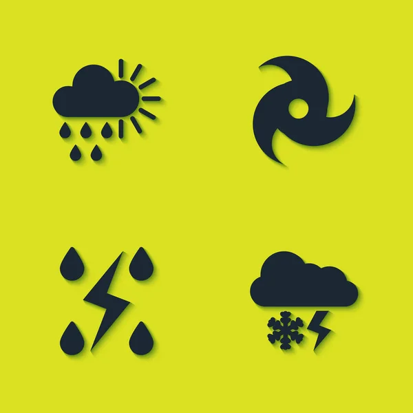 Bewölkt Mit Regen Und Sonne Schneeblitz Sturm Und Tornado Vektor — Stockvektor