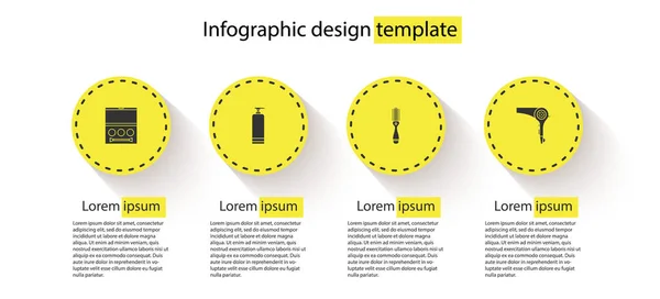 Set Lidschattenpalette Creme Kosmetikschlauch Haarbürste Und Trockner Geschäftsinfografische Vorlage Vektor — Stockvektor