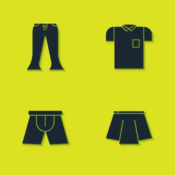 Set Pantolon Etek Erkek Çamaşırı Polo Tişört Ikonu Vektör — Stok Vektör