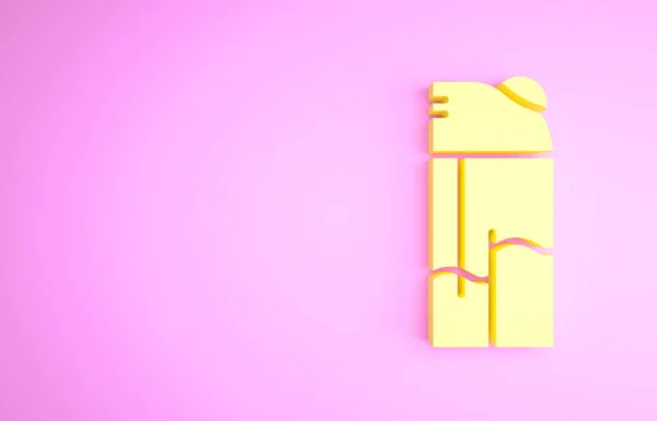 Icono del encendedor amarillo aislado sobre fondo rosa. Concepto minimalista. 3D ilustración 3D render —  Fotos de Stock