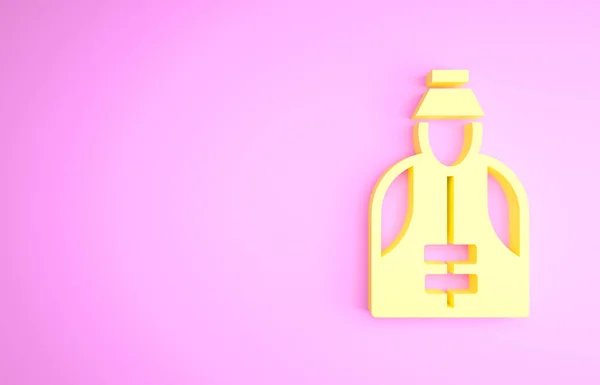 Icono Pescador Amarillo aislado sobre fondo rosa. Concepto minimalista. 3D ilustración 3D render — Foto de Stock