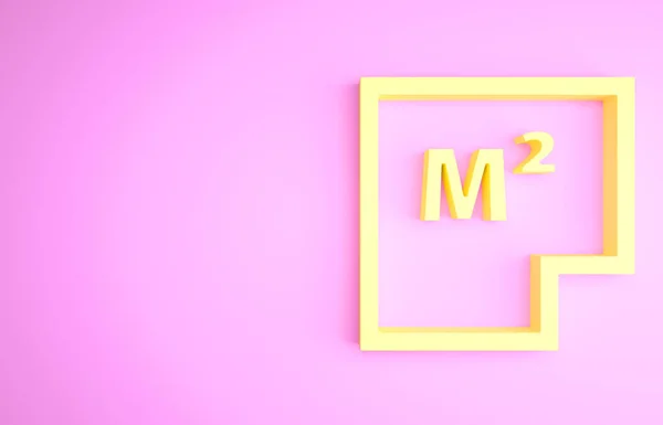 Sárga ház terv ikon elszigetelt rózsaszín háttér. Minimalizmus koncepció. 3d illusztráció 3D render — Stock Fotó