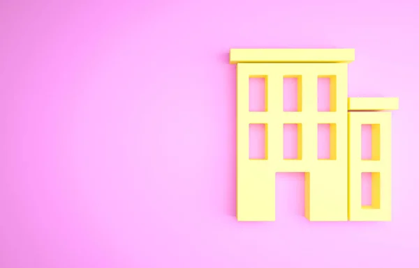 Yellow House icon isolated on pink background. Home symbol. Minimalism concept. 3d illustration 3D render — Stock Photo, Image