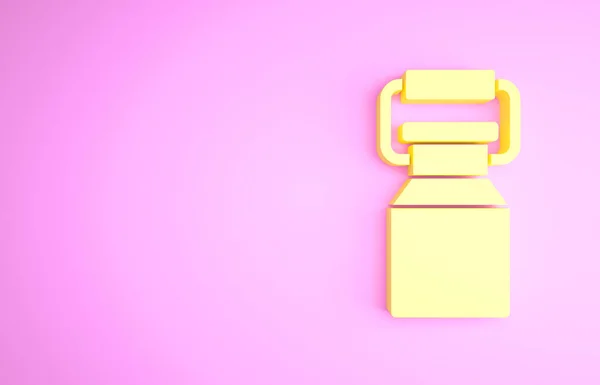 Conteneur en boîte jaune pour icône de lait isolé sur fond rose. Concept de minimalisme. Illustration 3D rendu 3D — Photo