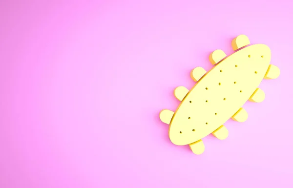 Ícone de pepino do Mar Amarelo isolado no fundo rosa. Comida marinha. Conceito de minimalismo. 3D ilustração 3D render — Fotografia de Stock