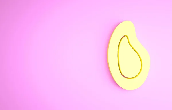 Ícone de mexilhão amarelo isolado no fundo rosa. Frutos do mar deliciosos frescos. Conceito de minimalismo. 3D ilustração 3D render — Fotografia de Stock