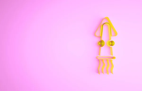 Icono de pulpo amarillo aislado sobre fondo rosa. Concepto minimalista. 3D ilustración 3D render —  Fotos de Stock