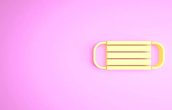 Gul medicinsk skyddsmask ikon isolerad på rosa bakgrund. Minimalistiskt koncept. 3D-återgivning för 3D — Stockfoto