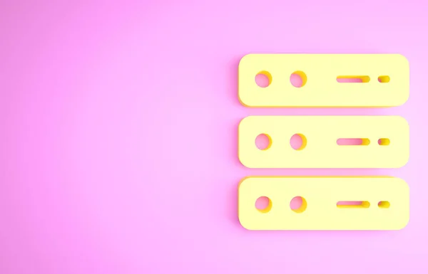 Yellow Server, Data, Web Hosting icon isolated on pink background. Minimalism concept. 3d illustration 3D render
