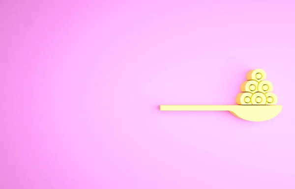 Yellow Caviar on a spoon icon isolated on pink background. Minimalism concept. 3d illustration 3D render — Stock Image Yellow Caviar on a spoon icon isolated on pink background. Minimalism concept. 3d illustration 3D render Royalty Free Stock Photos