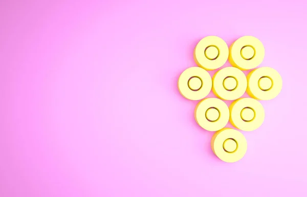 Yellow Caviar icon isolated on pink background. Minimalism concept. 3d illustration 3D render — Stock Image Yellow Caviar icon isolated on pink background. Minimalism concept. 3d illustration 3D render Stock Photo