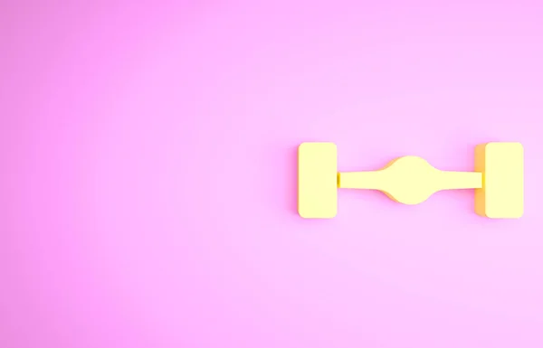 Icona auto telaio giallo isolato su sfondo rosa. Concetto minimalista. Illustrazione 3d rendering 3D — Foto Stock