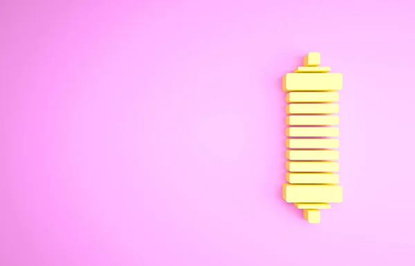 Icono de amortiguador amarillo aislado sobre fondo rosa. Concepto minimalista. 3D ilustración 3D render — Foto de Stock