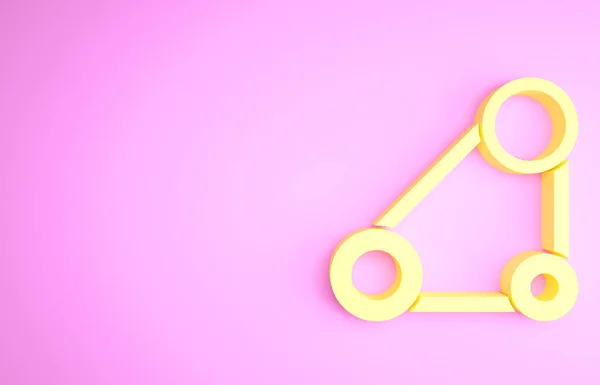 ピンクの背景に隔離された黄色のタイミングベルトキットアイコン。最小限の概念。3Dイラスト3Dレンダリング — ストック写真